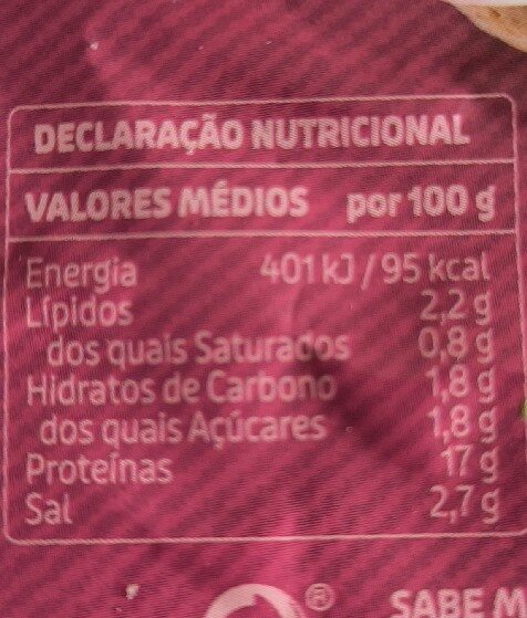Foto da tabela nutricional
