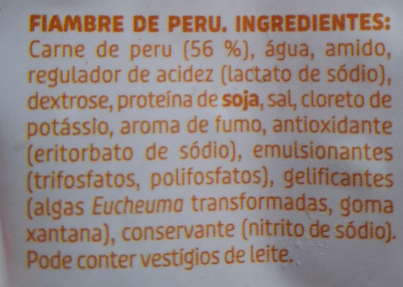 Foto da lista de ingredientes