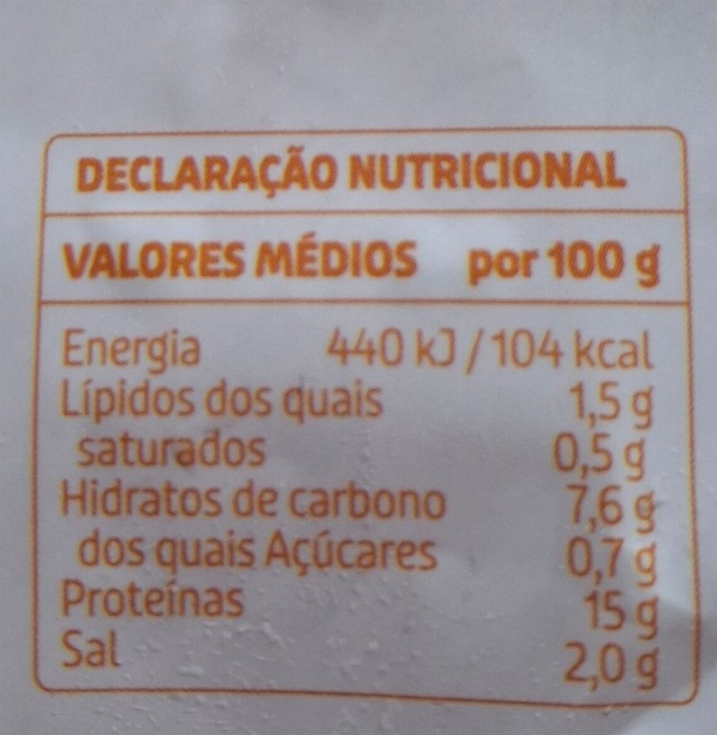 Foto da tabela nutricional