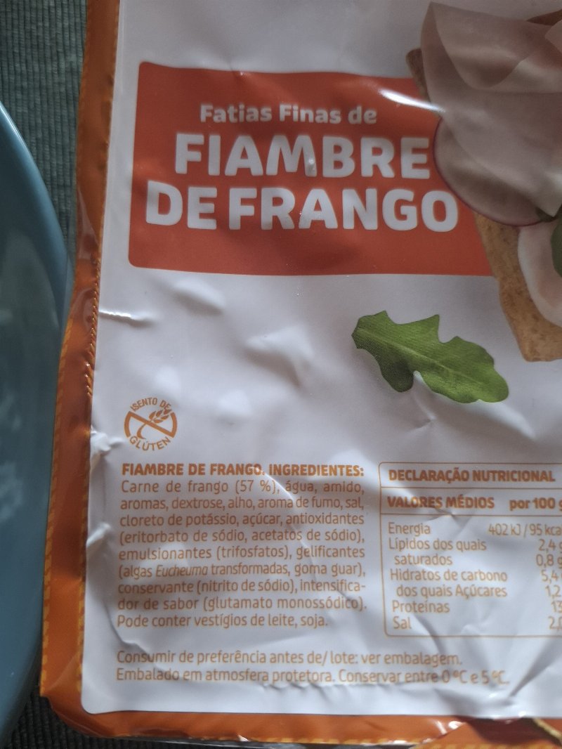 Foto da lista de ingredientes