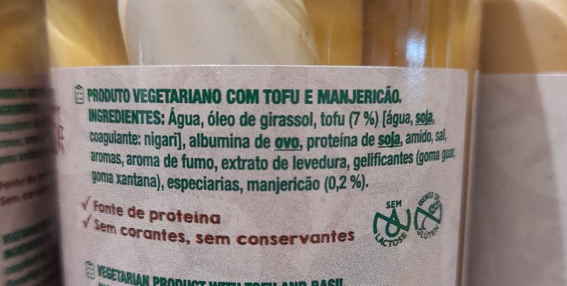 Foto da lista de ingredientes