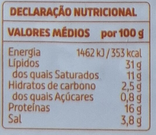 Foto da tabela nutricional