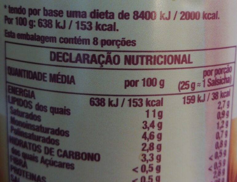 Foto da tabela nutricional