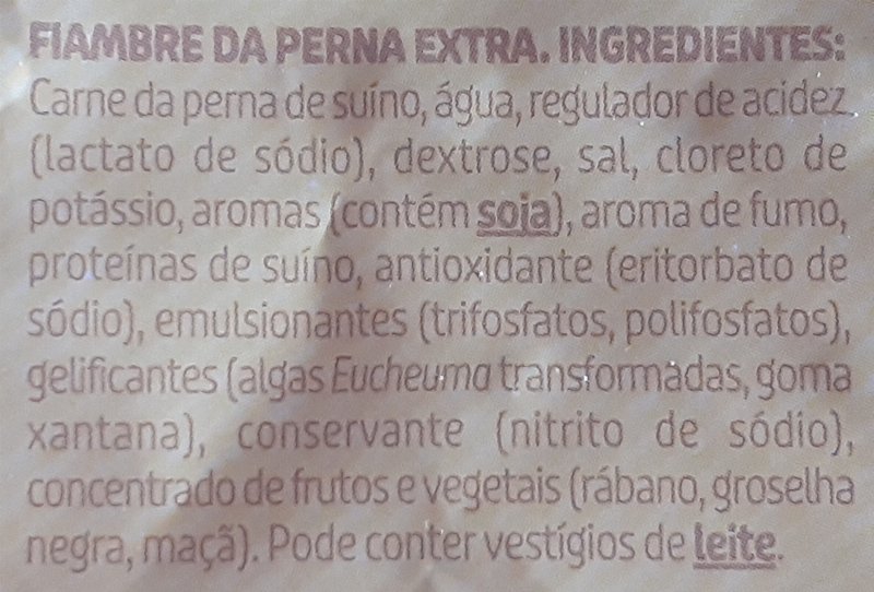 Foto da lista de ingredientes