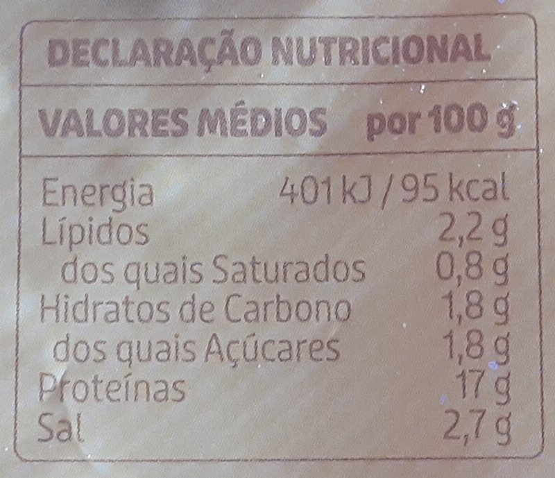 Foto da tabela nutricional