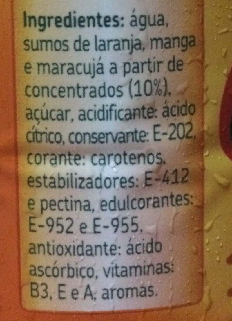 Foto da lista de ingredientes