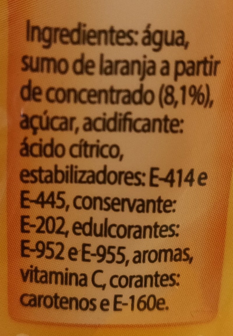 Foto da lista de ingredientes
