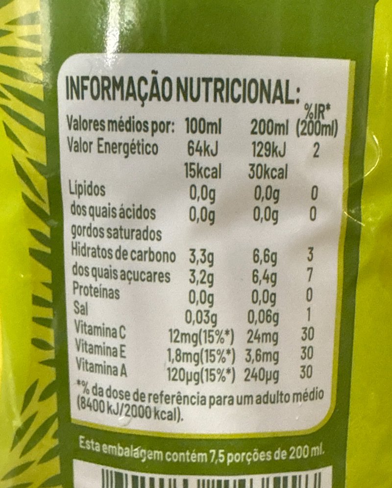 Foto da tabela nutricional