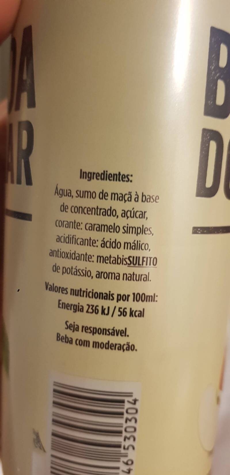 Foto da lista de ingredientes