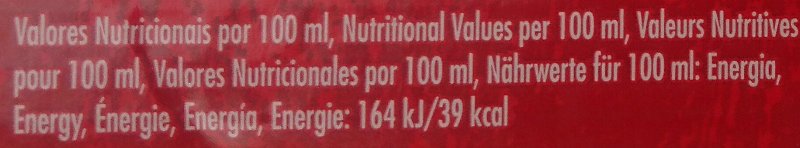 Foto da tabela nutricional