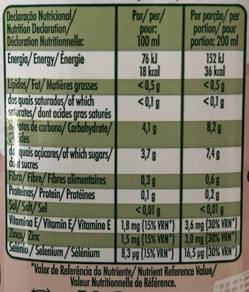 Foto da tabela nutricional