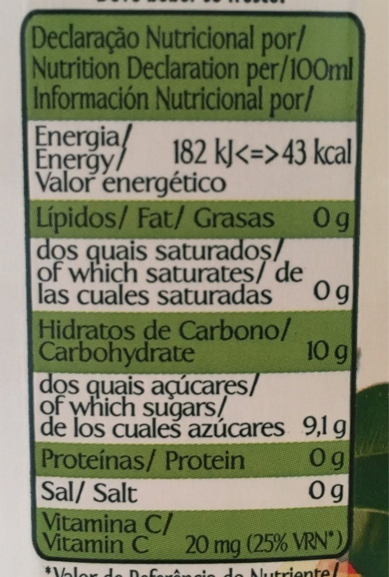 Foto da tabela nutricional