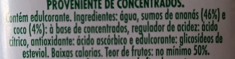 Foto da lista de ingredientes