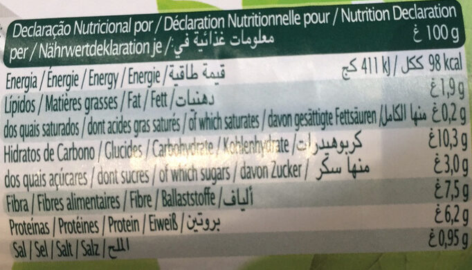 Foto da tabela nutricional