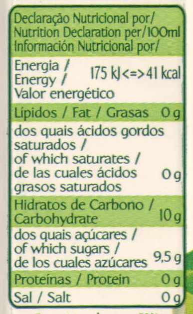 Foto da tabela nutricional