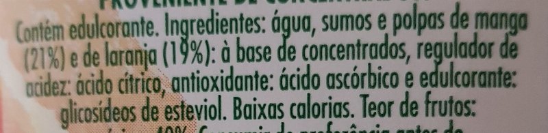 Foto da lista de ingredientes