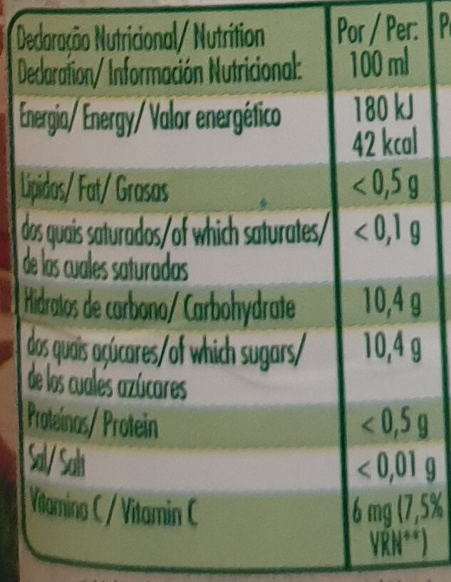 Foto da tabela nutricional