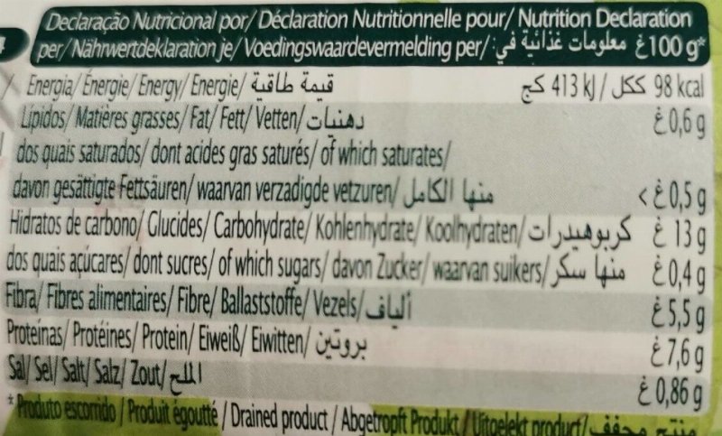 Foto da tabela nutricional