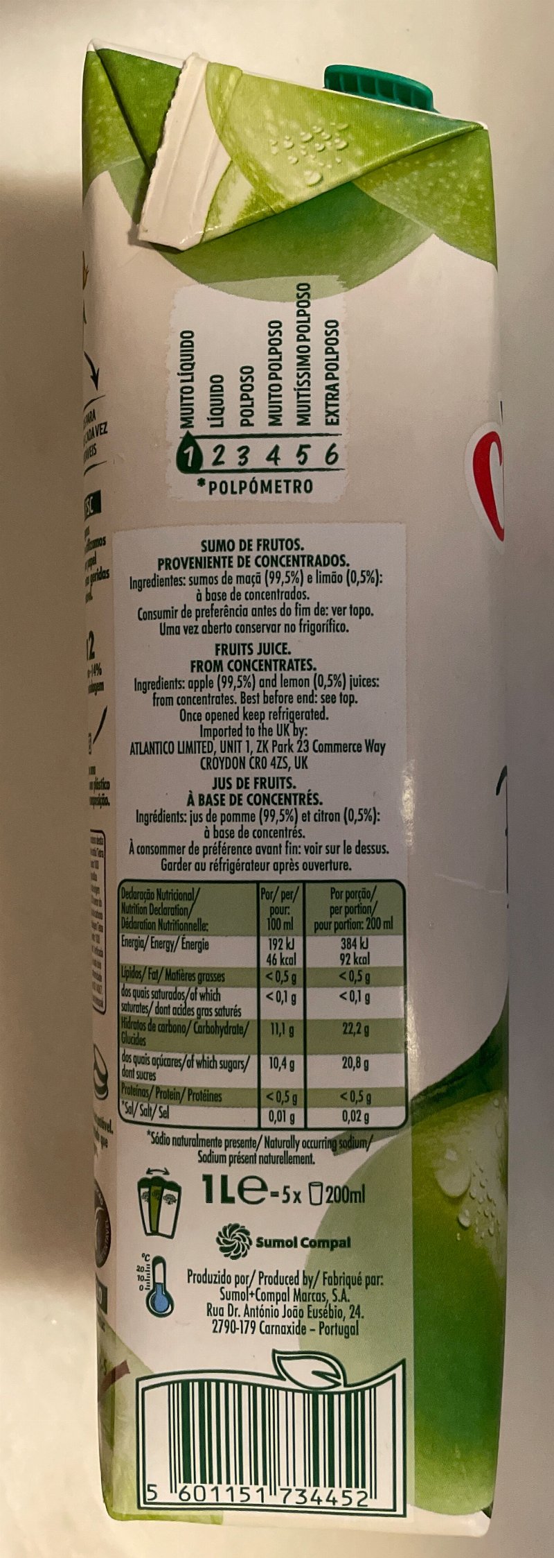 Foto da lista de ingredientes