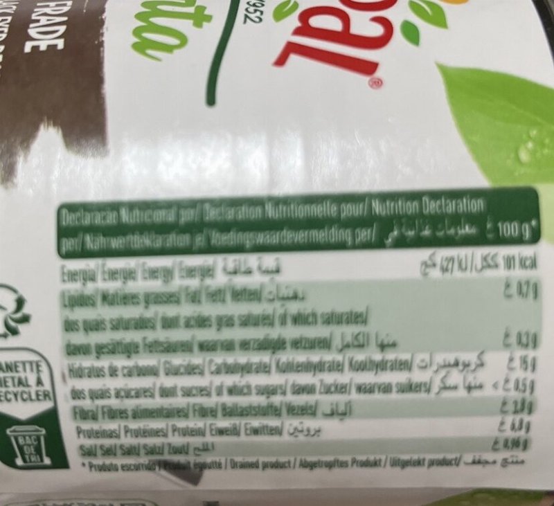 Foto da tabela nutricional