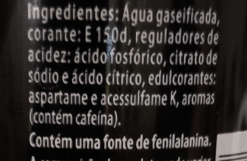 Foto da lista de ingredientes