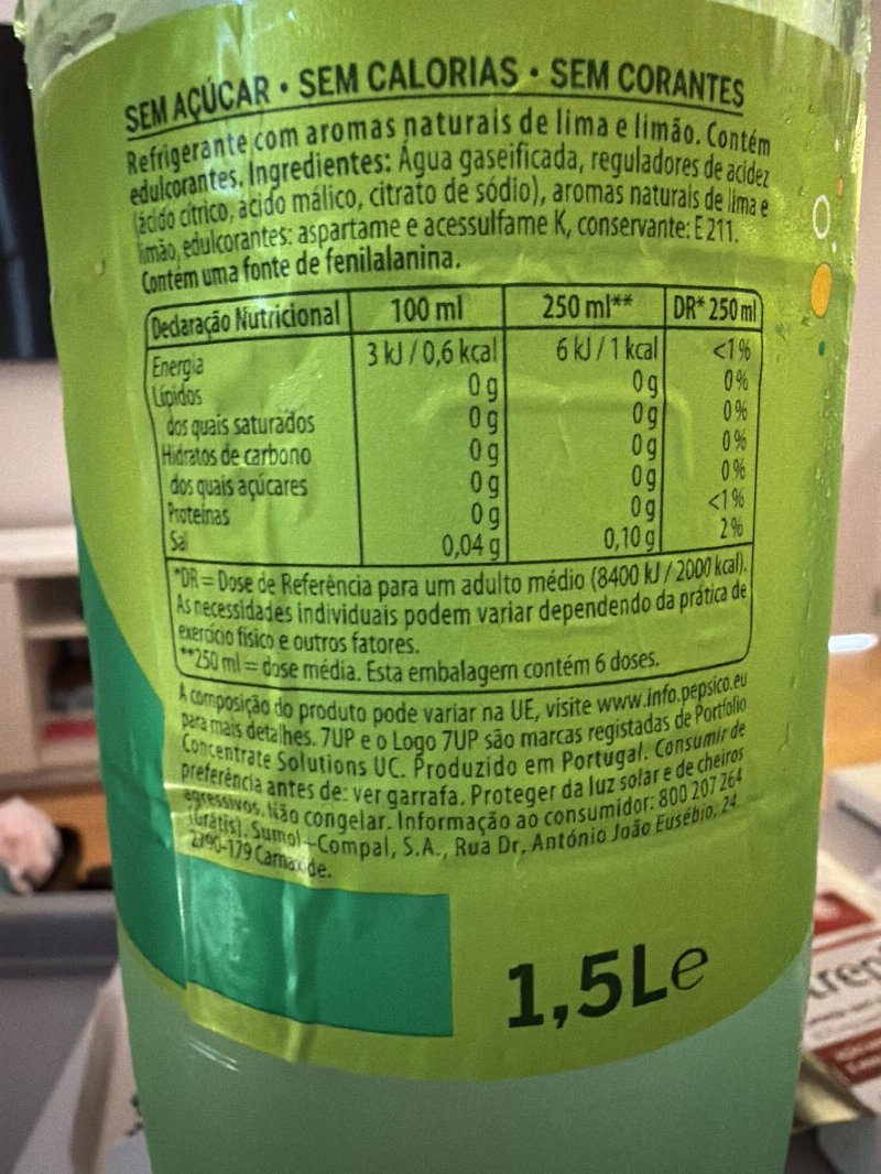 Foto da tabela nutricional