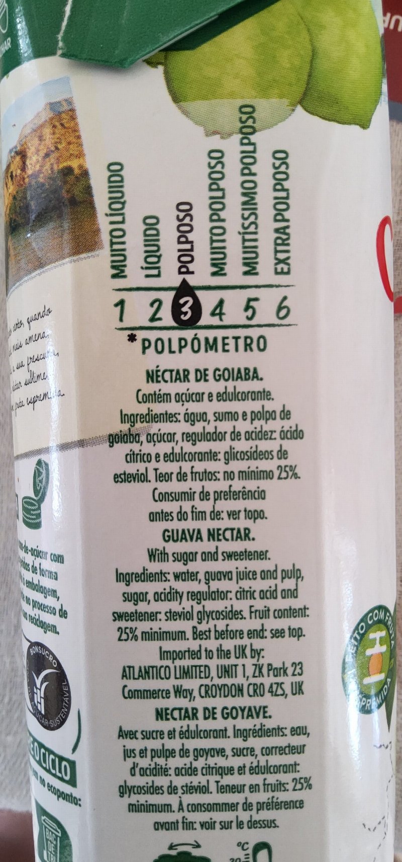 Foto da lista de ingredientes