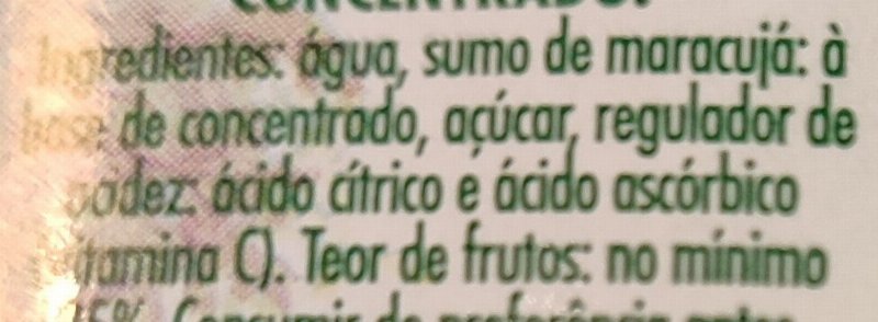 Foto da lista de ingredientes