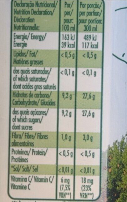 Foto da tabela nutricional