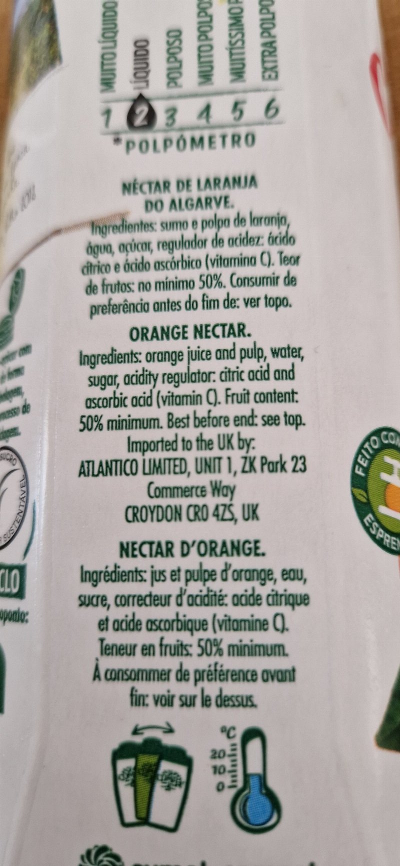Foto da lista de ingredientes