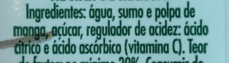 Foto da lista de ingredientes