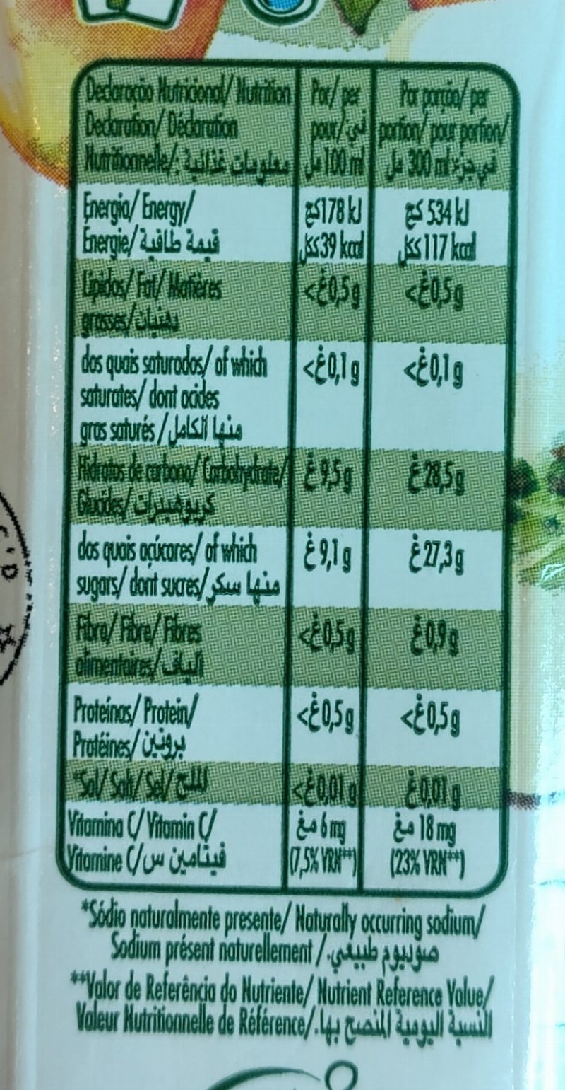 Foto da tabela nutricional