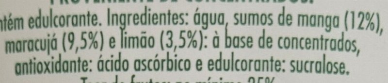 Foto da lista de ingredientes