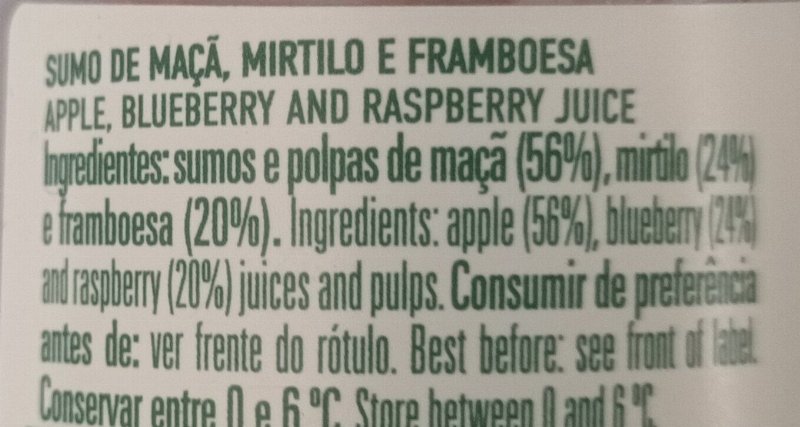 Foto da lista de ingredientes