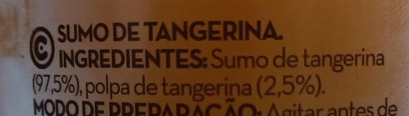 Foto da lista de ingredientes