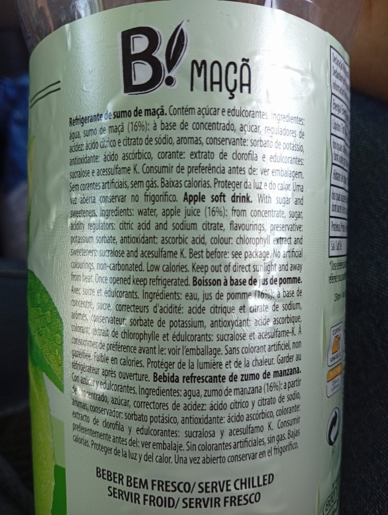 Foto da lista de ingredientes