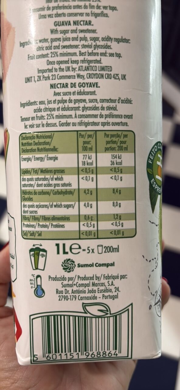 Foto da tabela nutricional
