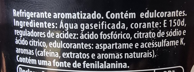 Foto da lista de ingredientes