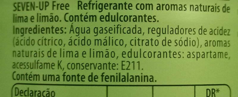 Foto da lista de ingredientes