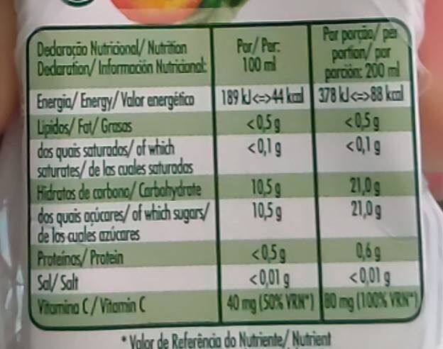 Foto da tabela nutricional
