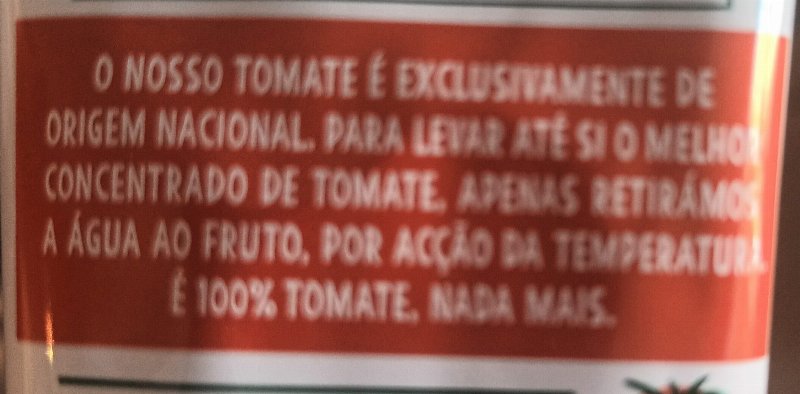 Foto da lista de ingredientes