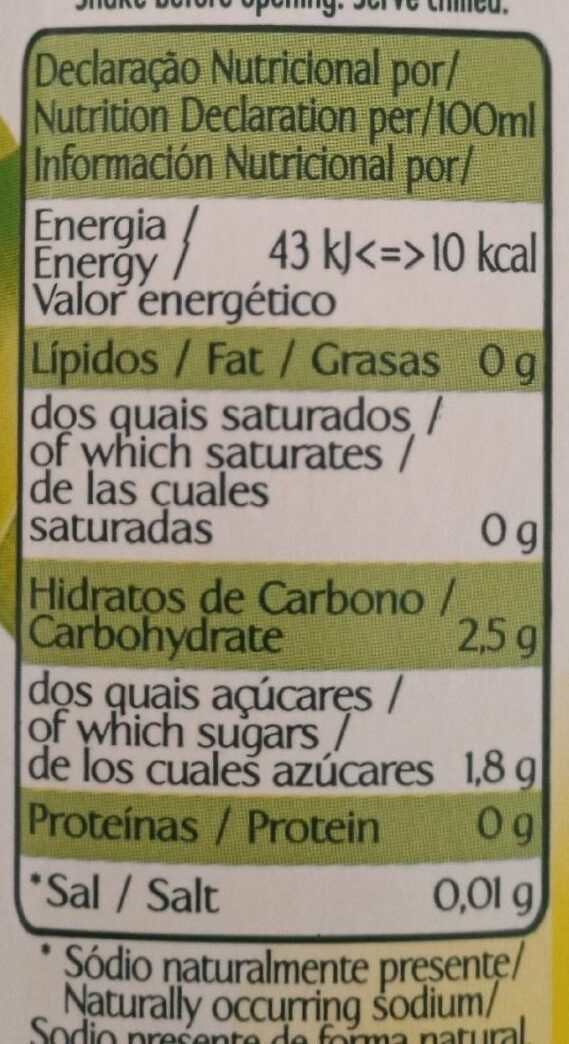 Foto da tabela nutricional