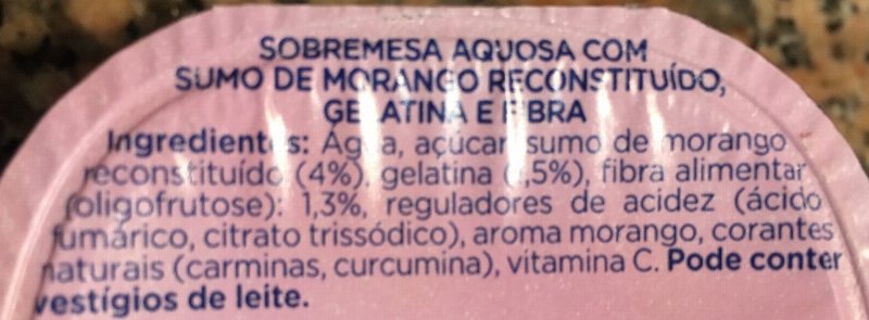 Foto da lista de ingredientes