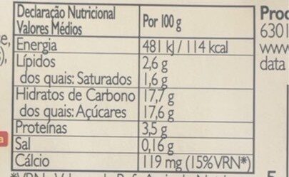 Foto da tabela nutricional