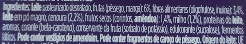 Foto da lista de ingredientes