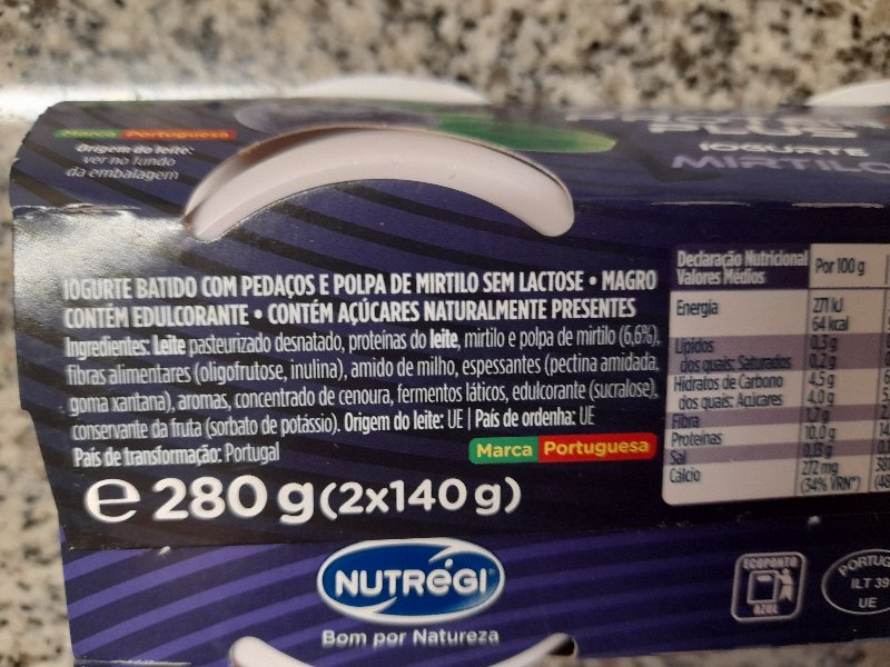 Foto da lista de ingredientes