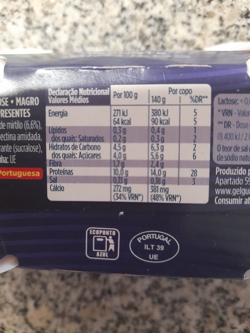 Foto da tabela nutricional