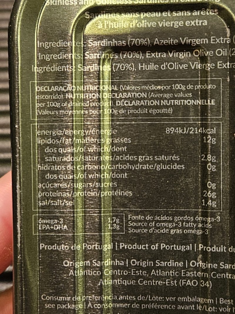 Foto da tabela nutricional