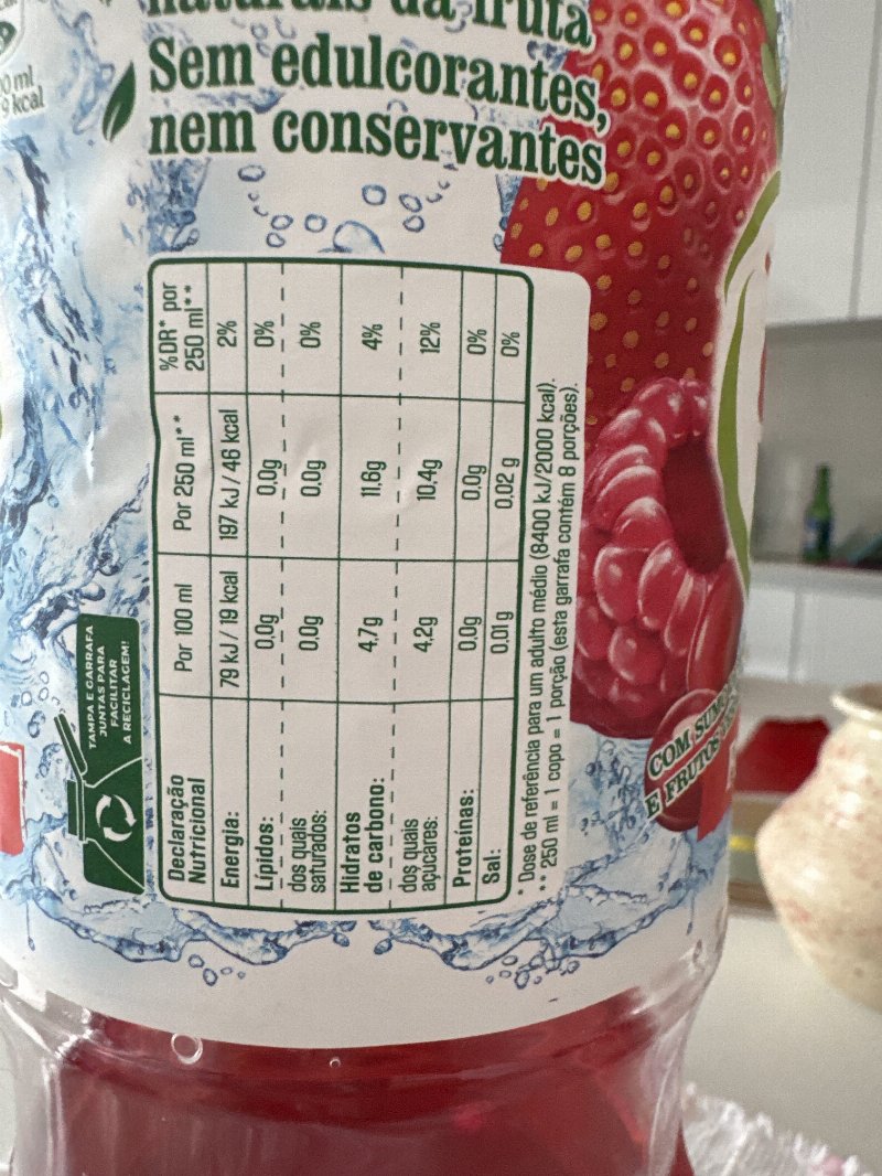 Foto da tabela nutricional