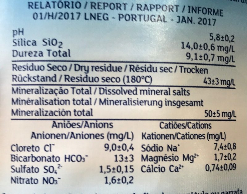 Foto da tabela nutricional